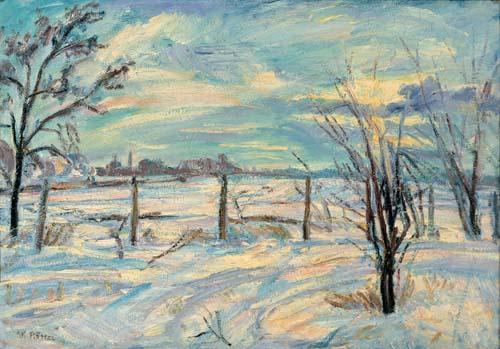 Waldemar Rosler Landscape in lights fields in the winter Germany oil painting art